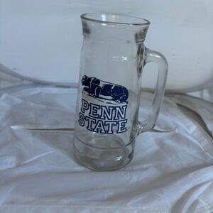 Vintage 1980s Penn State Nittany Lions Glass Beer Mug Stein Fisher Mug-O-Nuts 7"